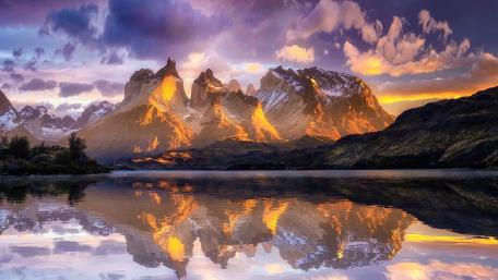 Majestic Reflections of Torres del Paine National Park wallpaper