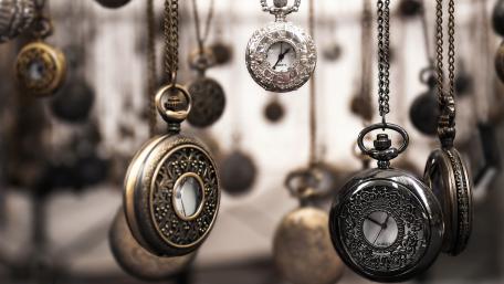 Suspended Pocket Watches in Monochrome Mechanical Time wallpaper