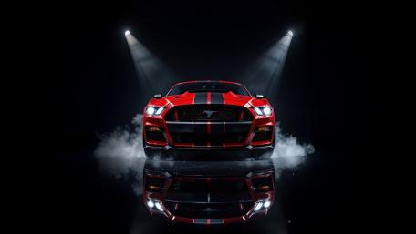 Shelby Mustang GT500 Emerging Through Smoke in Dark 4K wallpaper