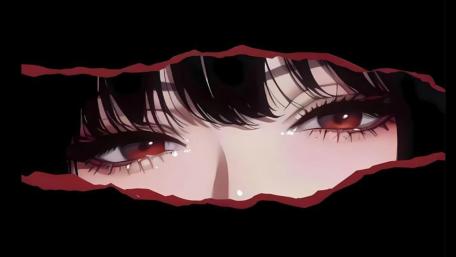 Dark Carmesim Peeking Anime Eyes Through Crimson Tear wallpaper