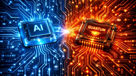 AI Meets Quantum On A Glowing Circuitboard Frontier wallpaper