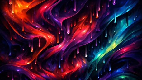 Neon Rainbow Liquid Drips in a Cosmic Abstract Flow wallpaper