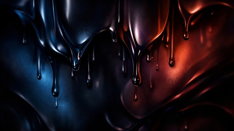 Molten Midnight Drips in Blue and Ember Glow wallpaper
