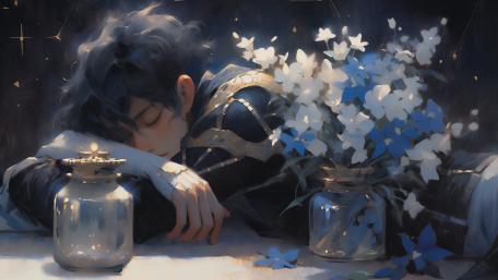 Dreaming Knight in Moonlit Blossoms 4K Anime Wallpaper wallpaper