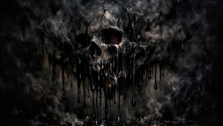 Dripping Skull Wreathed in Smoke Dark Fantasy Wallpaper wallpaper