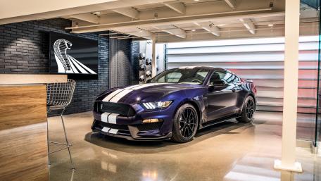 Ford Shelby GT350 in Modern Garage 4K Muscle Car Wallpaper wallpaper