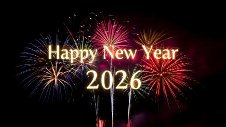 Happy New Year 2026 Fireworks Celebration Wallpaper in Glowing Gold wallpaper