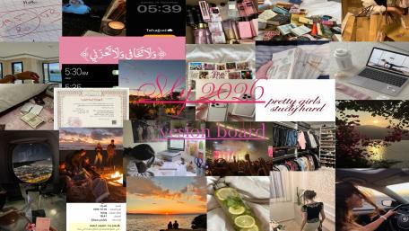 Pretty Girls Study Hard 2026 Tahajjud Vision Board Collage Wallpaper wallpaper