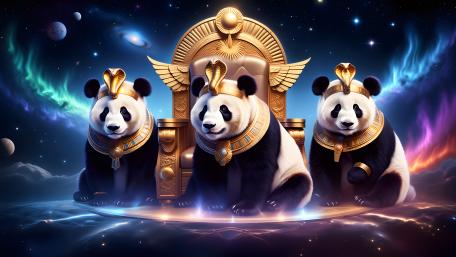 Cosmic Throne Pandas wallpaper
