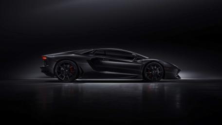 Shadowed Lamborghini Aventador LP720 Black Supercar Side Profile wallpaper