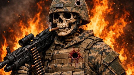 Flaming Battlefield Revenant Soldier With Cigar and Rifle wallpaper