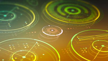 Neon Holographic Interface Rings for Augmented Reality in 4K wallpaper