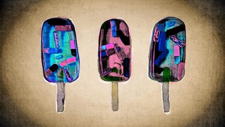 Neon Popsicle Triptych Abstract 1980s Ice Pop Art Wallpaper wallpaper