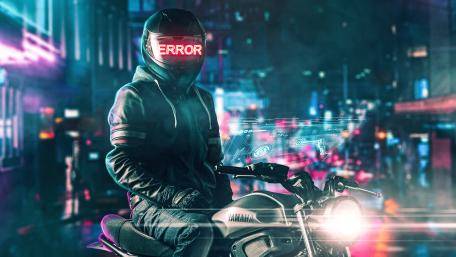Neon Error Rider On a Futuristic Yamaha Night Run wallpaper