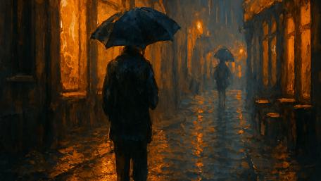 Brick Pause in a Rainlit Alley at Night wallpaper
