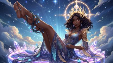 Celestial Crystal Princess in a Starlit Sky Palace wallpaper
