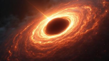 Supermassive Black Hole Haloed by a Fiery Accretion Storm wallpaper