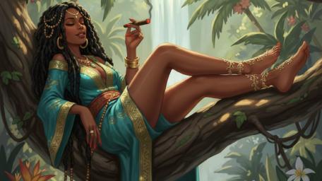 Jungle Reverie of the Enchanted Smokeweaver Queen wallpaper