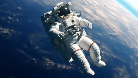 Drifting Astronaut Above Earth in Crisp 5K AI Art wallpaper