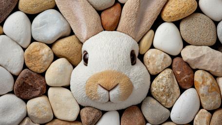 Pebble Nest Rabbit Face Abstract 5K AI Art Wallpaper wallpaper