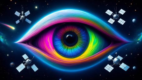 Cosmic Rainbow Eye Watching Through Deep Space Satellites wallpaper