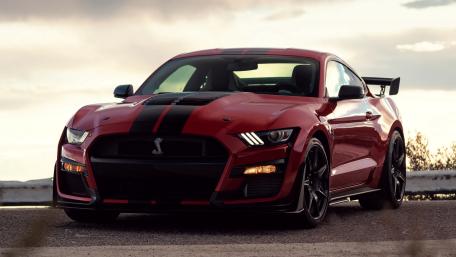 Red Ford Shelby GT500 at Sunset in 4K Detail wallpaper