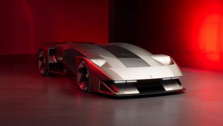 Ferrari F76 Hypercar Concept in Red Studio Glow 4K wallpaper