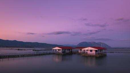 Twilight Serenity Over Missolonghi Aitoliko Lagoons Greece wallpaper