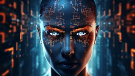Neon Circuit Android Portrait in Futuristic Cybernetic Glow 5K wallpaper