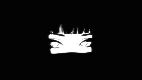 Monochrome Anime Eyes Emerging From the Dark wallpaper