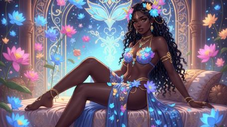 Lotus Palace Princess in Moonlit Blooming Serenity wallpaper