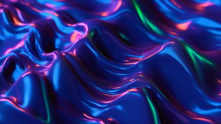 Blue River Neon Silk Waves in Deep Midnight Blue wallpaper