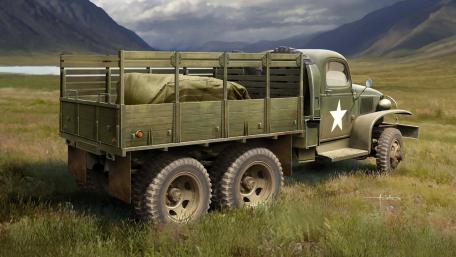 WWII U.S. GMC CCKW-352 Deuce and a Half in Mountain Valley wallpaper