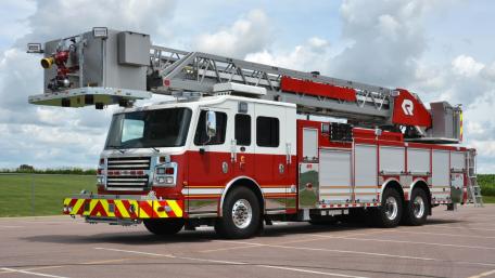 Rosenbauer Aerial Rescue Fire Truck Ready for Rapid Response wallpaper