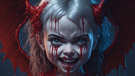 Bloodwing Child of the Night Grinning in Crimson Shadows wallpaper