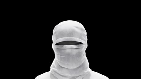 Silent Monochrome Balaclava Portrait on Deep Black wallpaper