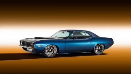 Blue 1970 Plymouth Cuda Muscle Classic in Crisp 4K wallpaper