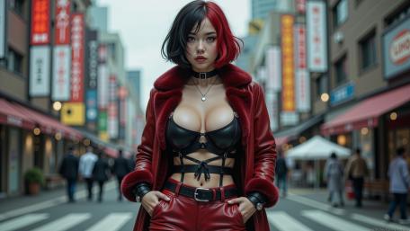 Crimson Street Sorceress in Latex Noir wallpaper
