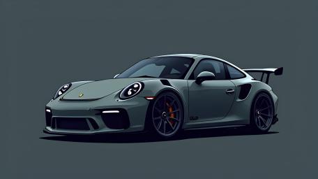 Grey Porsche 911 GT3 RS Minimalist AI Art Wallpaper wallpaper