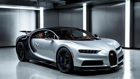 Bugatti Chiron Hypercar in a Sleek Modern Studio 4K Wallpaper wallpaper