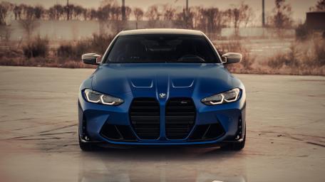 BMW M3 Competition Sedan Blue Front View 4K Wallpaper wallpaper