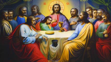 Orthodox Icon Style Last Supper Radiance in 5K Fantasy Art wallpaper