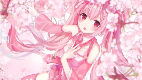 Pink Blossom Hatsune Miku Dreamscape Anime Wallpaper wallpaper