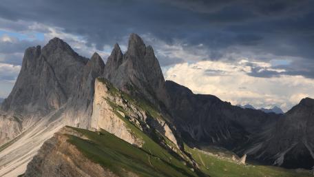 Stormlight Over Seceda Ridge in the Dolomites of Val Gardena wallpaper