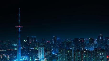 Midnight Skyline Glow Over Chengdu Sichuan Metropolis in 4K wallpaper