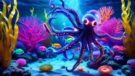Neon Octopus wallpaper