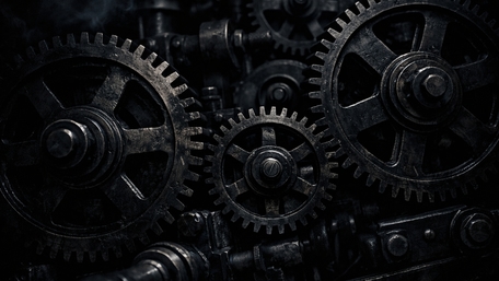 Midnight Machinery Interlocking Steel Gears Wallpaper wallpaper
