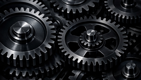 Silver Gear Symphony in Industrial Precision wallpaper