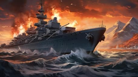 Stormfire Command Ship Cutting Through a Crimson Sea wallpaper