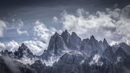 Misty Peaks of Cadini di Misurina in the Italian Dolomites wallpaper